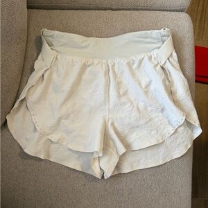 Women's White Textured Shorts